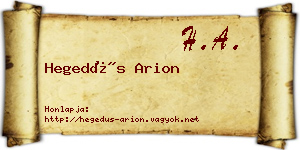 Hegedűs Arion névjegykártya